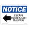Signmission OSHA Sign, 10" H, Rigid Plastic, Escape Route Shaft Manway (Left Arrow) Sign With Symbol, Landscape OS-NS-P-1014-L-12143 - alternate 1
